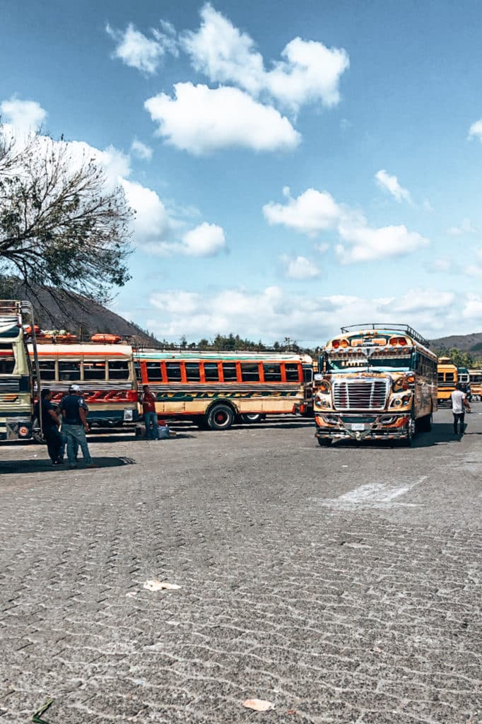 Chicken buses in Guatemala