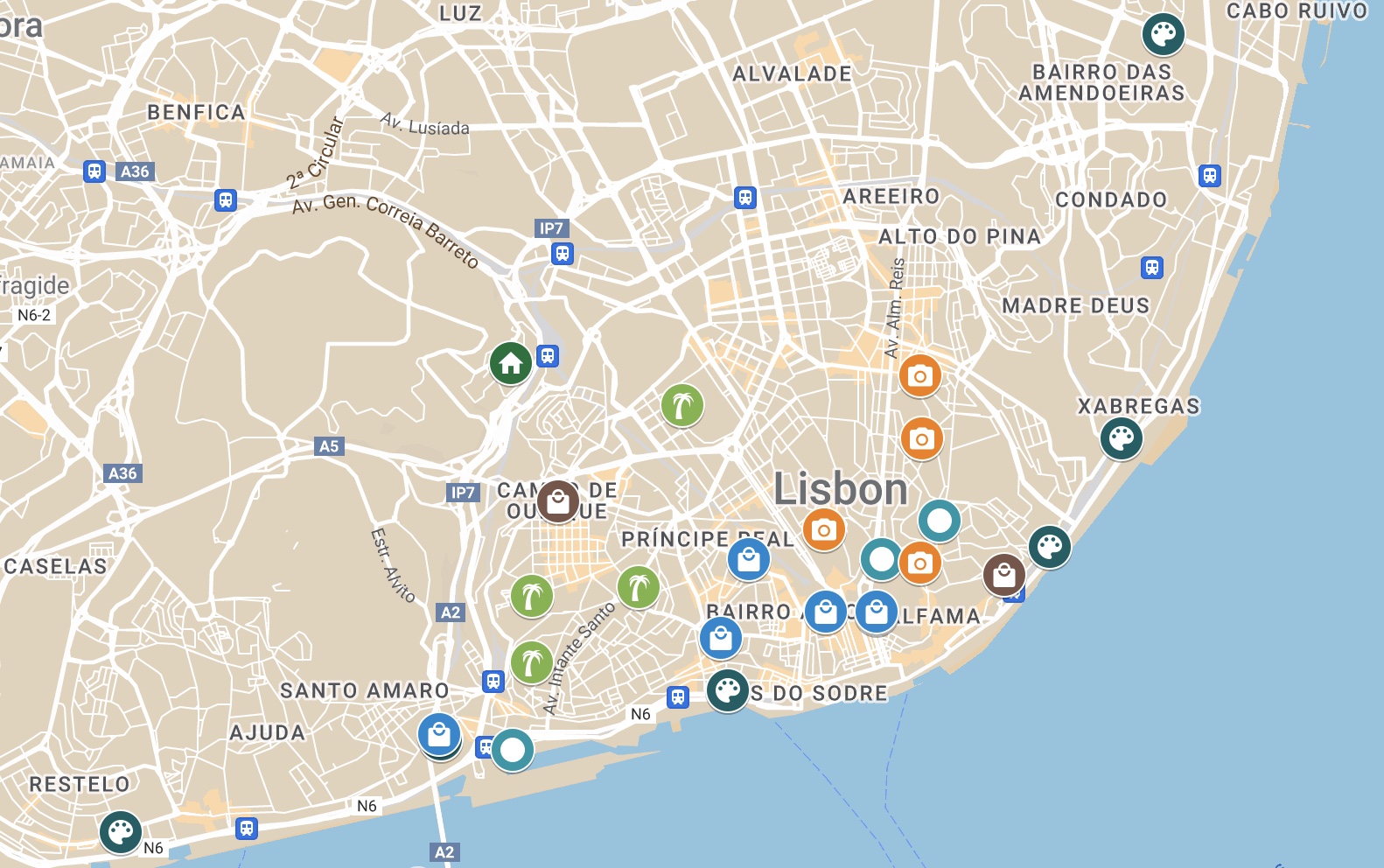 Map of unusual things to do in Lisbon off the beaten path