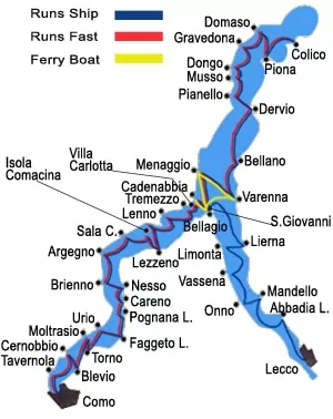 Things to do in Lake Como - map of boats and ferries